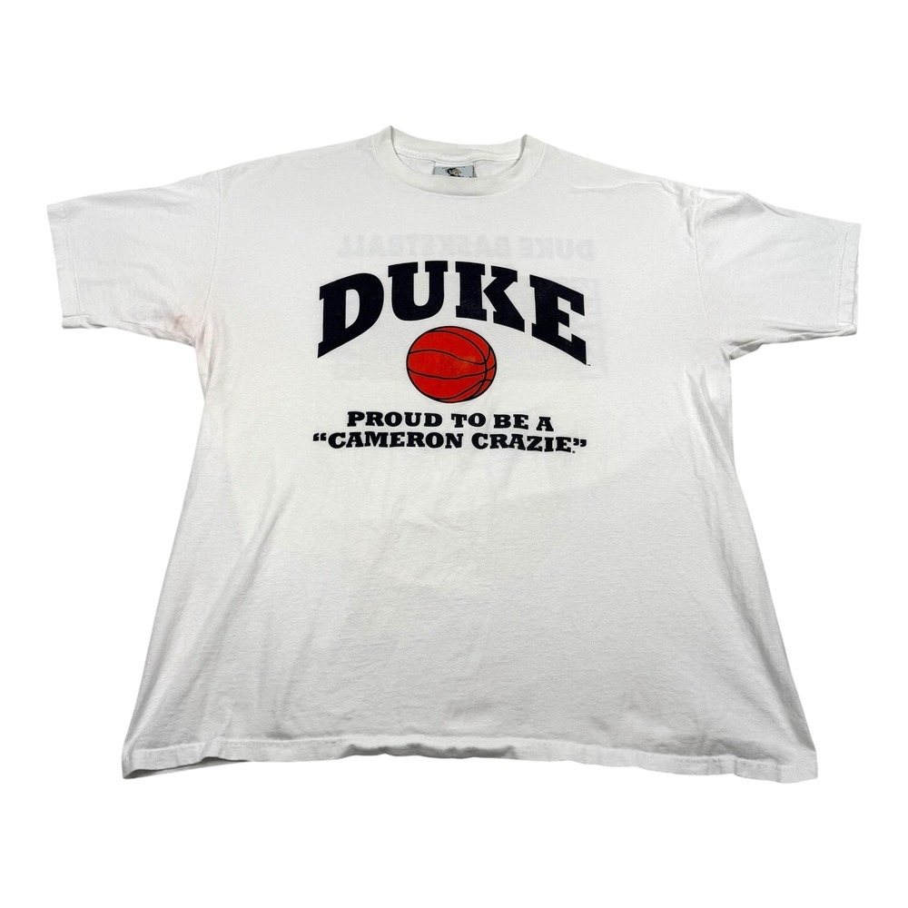 Vtg Duke Blue Devils Shirt Mens XL White NCAA Basketball Cameron Cotton Exchange